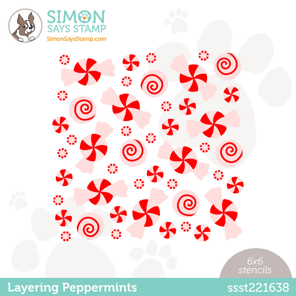 Simon Says Stamp Set of 2 Stencils LAYERING PEPPERMINTS ssst221638
