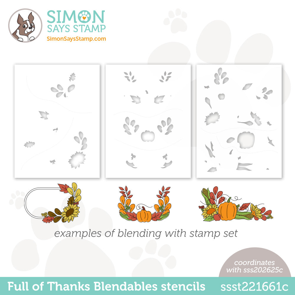 Simon Says Stamp Stencils FULL OF THANKS BLENDABLE ssst221661c
