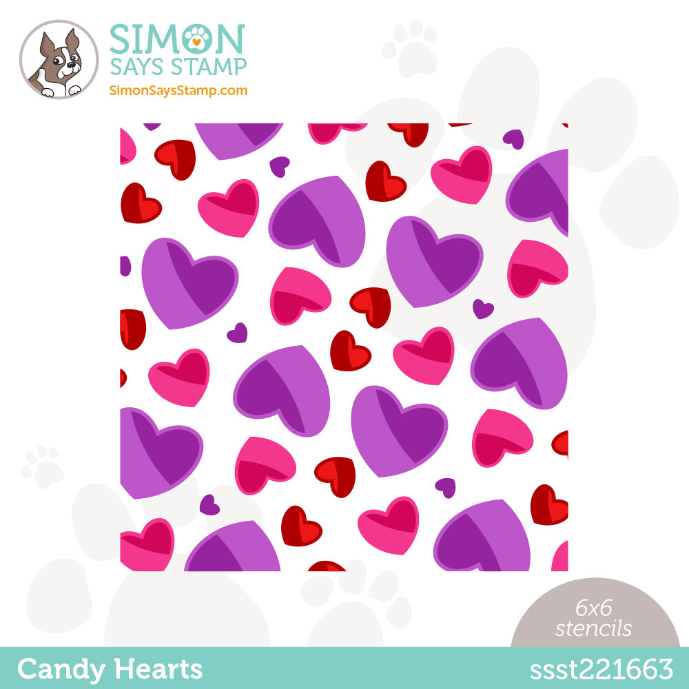 Simon Says Stamp 6 Layering Stencils CANDY HEARTS ssst221663 Kisses