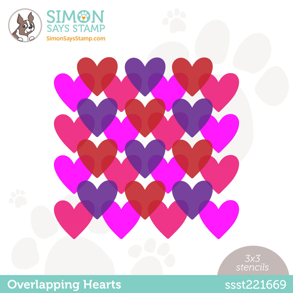 Simon Says Stamp Set of 4 Stencils OVERLAPPING HEARTS ssst221669 Kisses