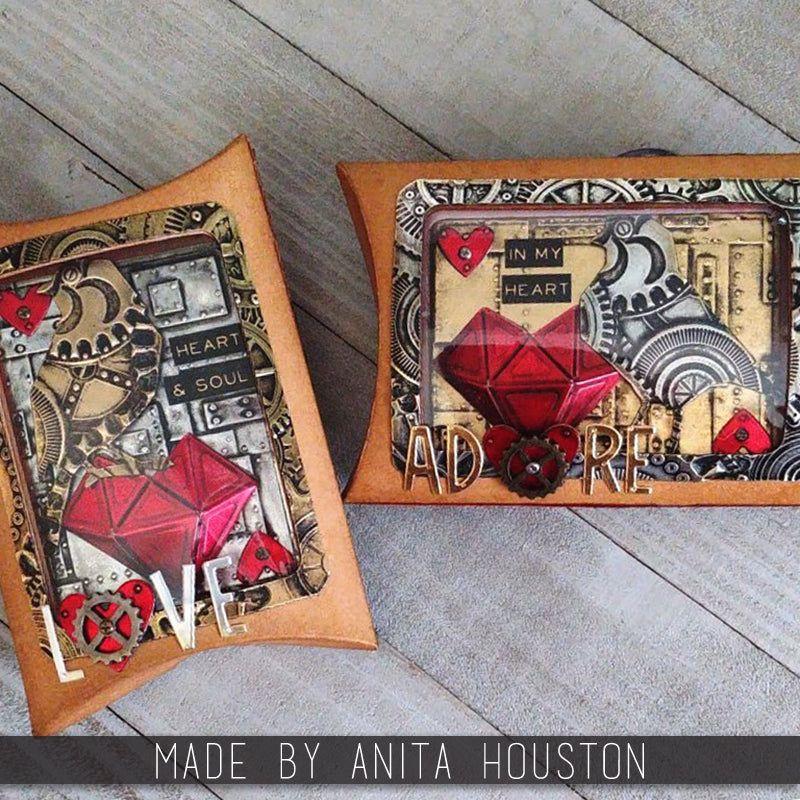 Tim Holtz Sizzix Vault Pillow Box and Bag Thinlits Dies 666568 heart