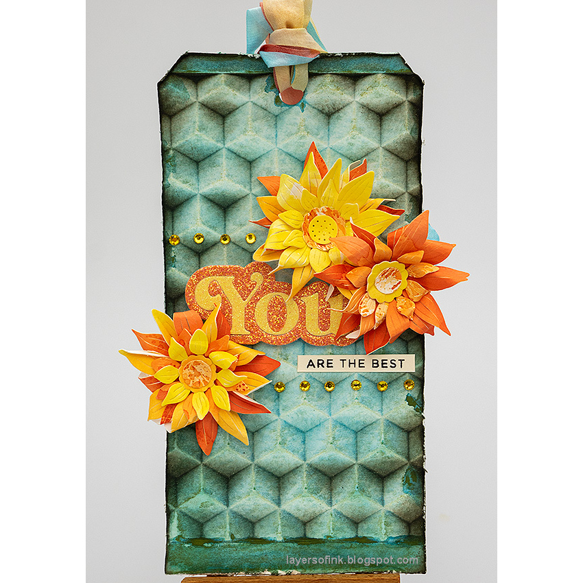 Simon Says Stamp Embossing Folder Cubical Illusion sf469 Rain or Shine Thank You Tag | color-code:ALT034