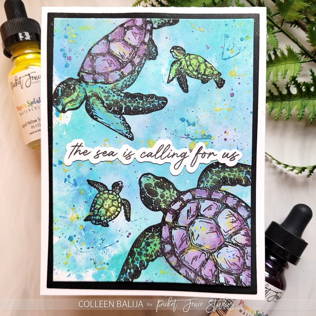 Picket Fence Studios Paper Splatter Watercolor Liquid Purple Tulip ps-111 sea turtle