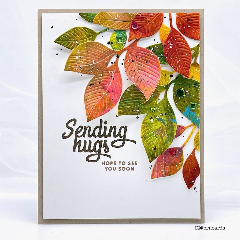 Simon Says Stamp Abundant Leaves Wafer Dies s851 Season Of Wonder Hugs Card