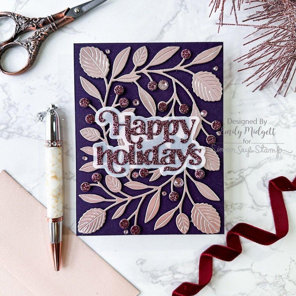 Simon Says Stamp Abundant Leaf Background Wafer Die s963 Festive Fun Christmas Card | color-code:ALT11