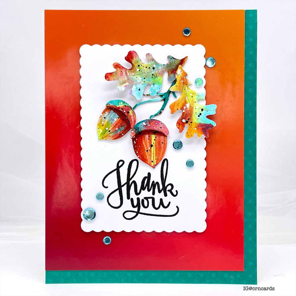 Simon Says Stamp Acorn Bundle Wafer Dies s1053 STAMPtember Thank You Card