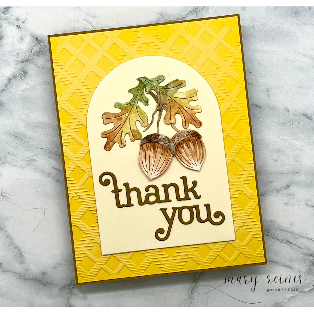 Simon Says Stamp Acorn Bundle Wafer Dies s1053 STAMPtember Thank You Card