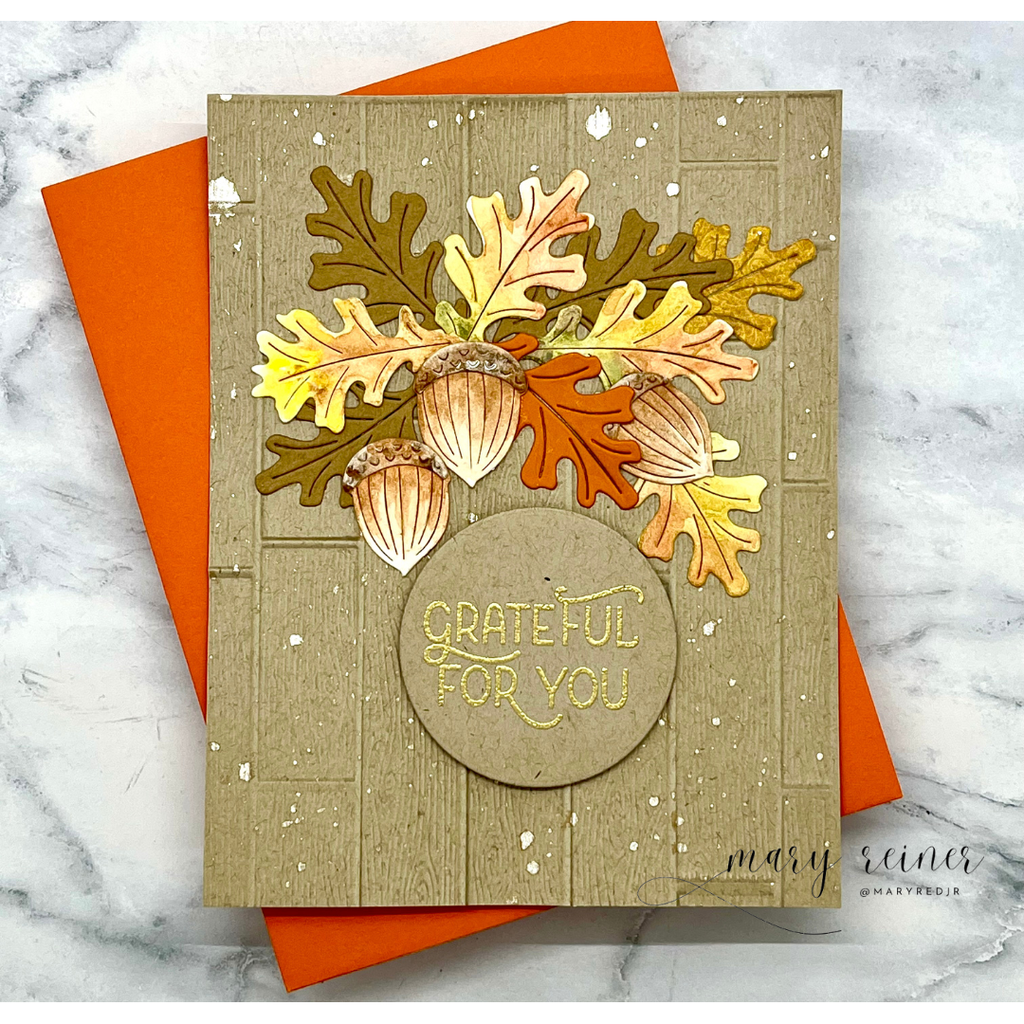 Simon Says Stamp Acorn Bundle Wafer Dies s1053 STAMPtember Grateful Card