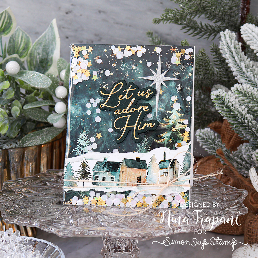 Simon Says Stamp Let Us Adore Him Wafer Dies 1520sd Christmas Card