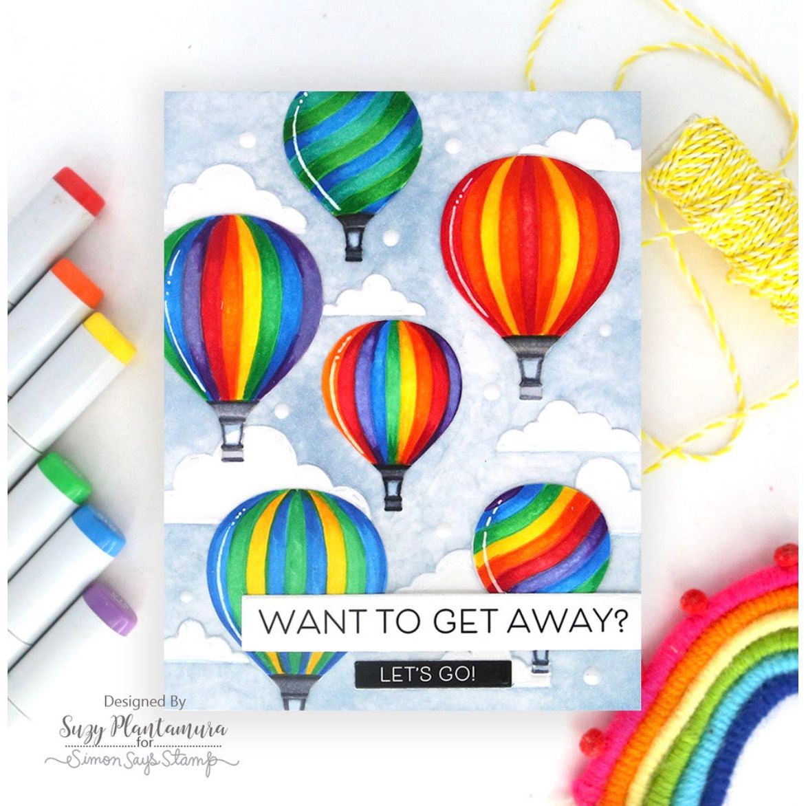 Simon Says Stamp Embossing Folder And Cutting Dies Adrift Air Balloons sfd487 Friend Like You Hello Card | color-code:ALT05