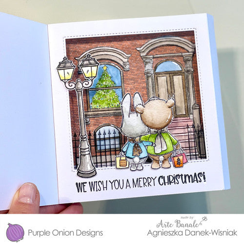 Purple Onion Designs Holiday Brownstone Cling Stamp pod1366 Merry Christmas Couples Card