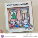 Purple Onion Designs Holiday Brownstone Cling Stamp pod1366 Christmas Sidewalk Scene Card