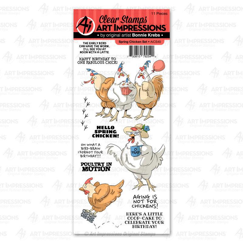 Art Impressions SPRING CHICKEN Clear Stamp Set AICS40