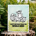 Whimsy Stamps Barn Yard Clear Stamps and No Fuss Mask Set herd