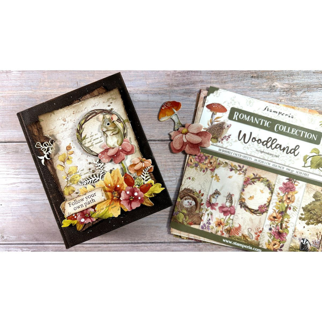 Stamperia Woodland Frame With Leaves Stencil kstdq91 follow your own path