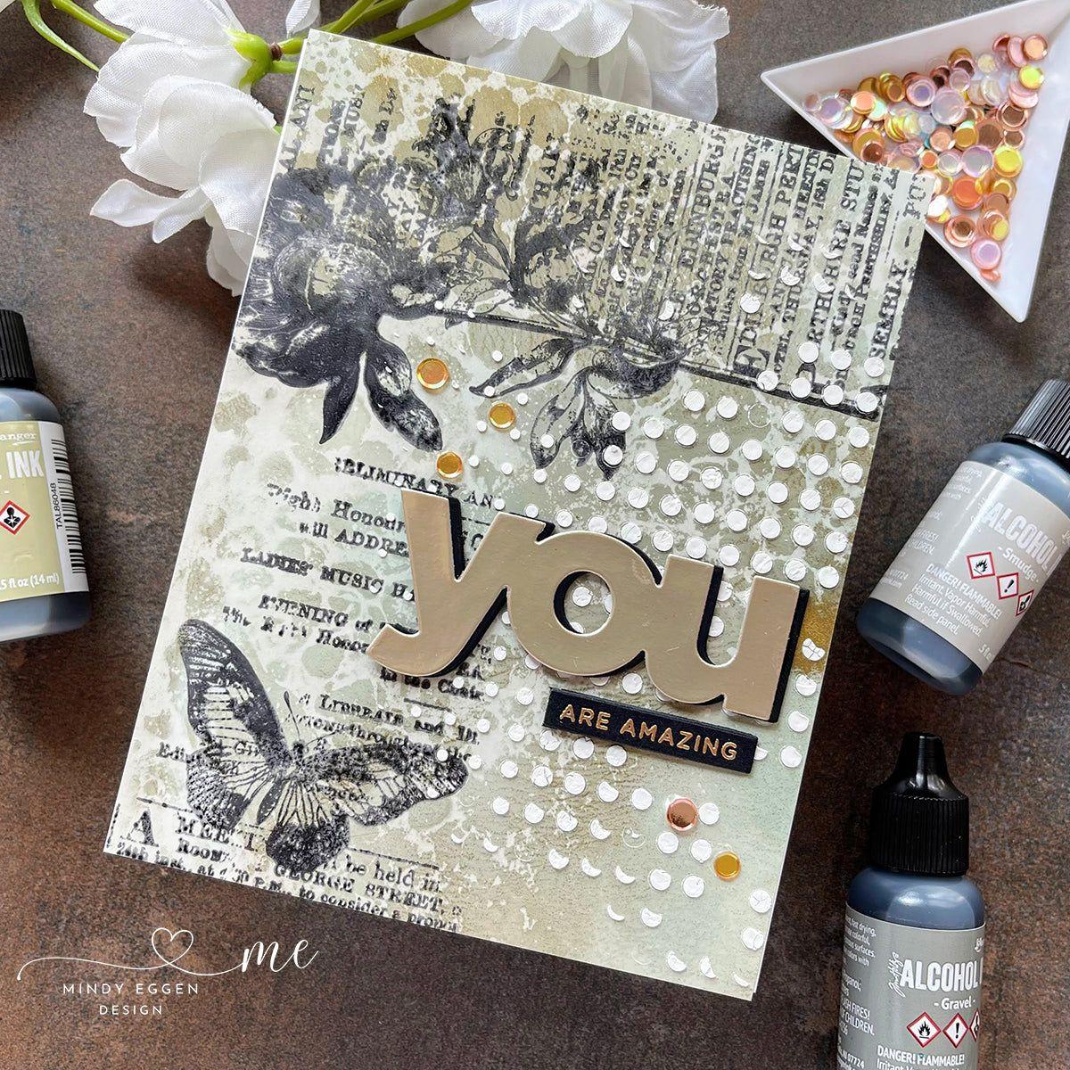 Tim Holtz Alcohol Ink Set Of 9 Ranger Bundle You Are Amazing Card