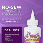 Aleene's No-Sew Fabric Glue 4 Ounces 15626 application suggestions