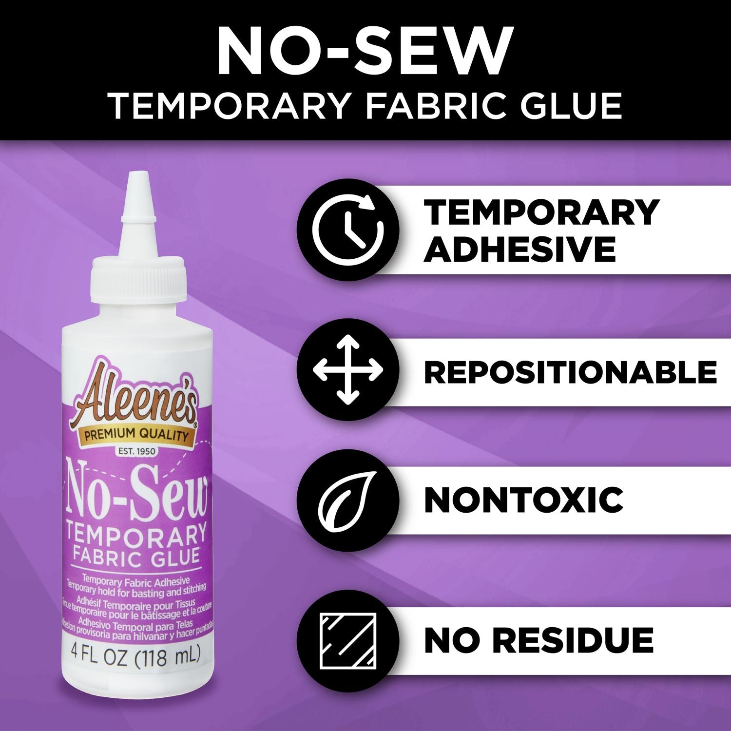 Aleene's No-Sew Fabric Glue 4 Ounces 15626 features and benefits
