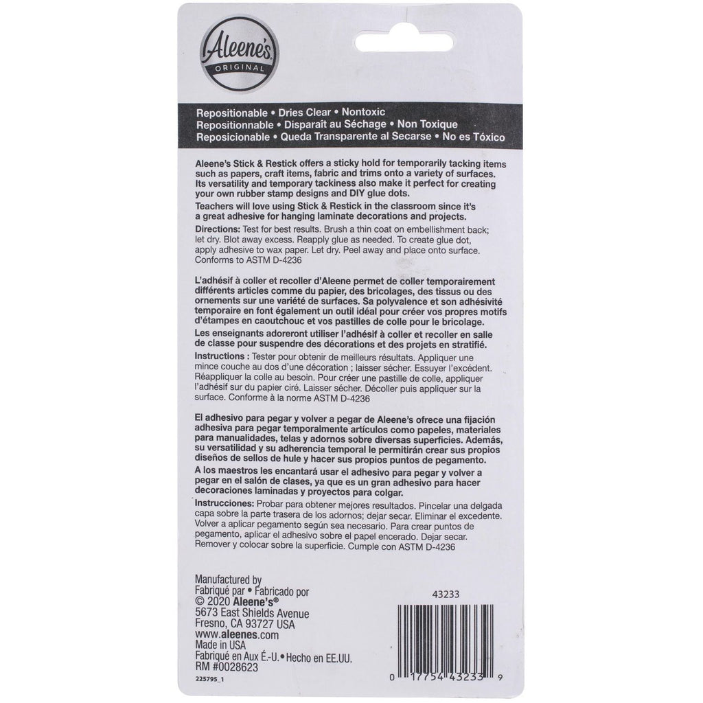 Back of a Aleene's Original product packaging with text and branding.