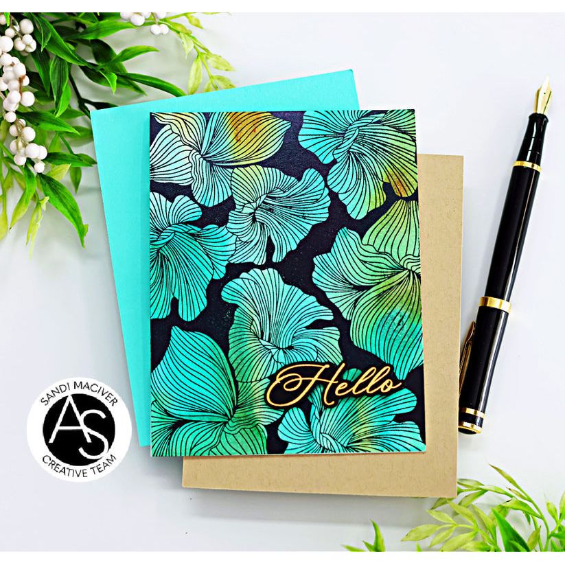 Alex Syberia Designs Abstract Floral Background Press Plate Set asd-pp-5 Hello Card