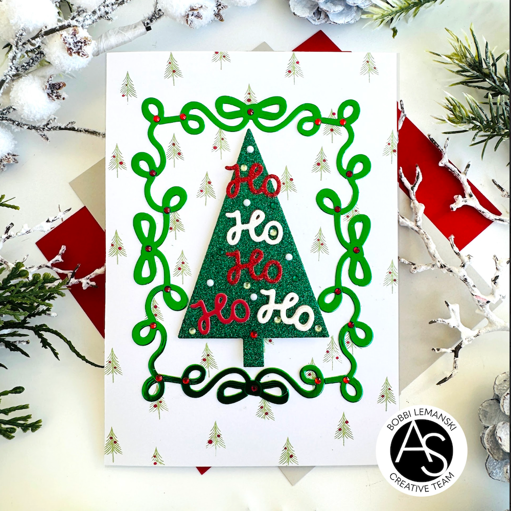 Alex Syberia Designs Bow Ho Ho Frame Die Set asd-d-202 green