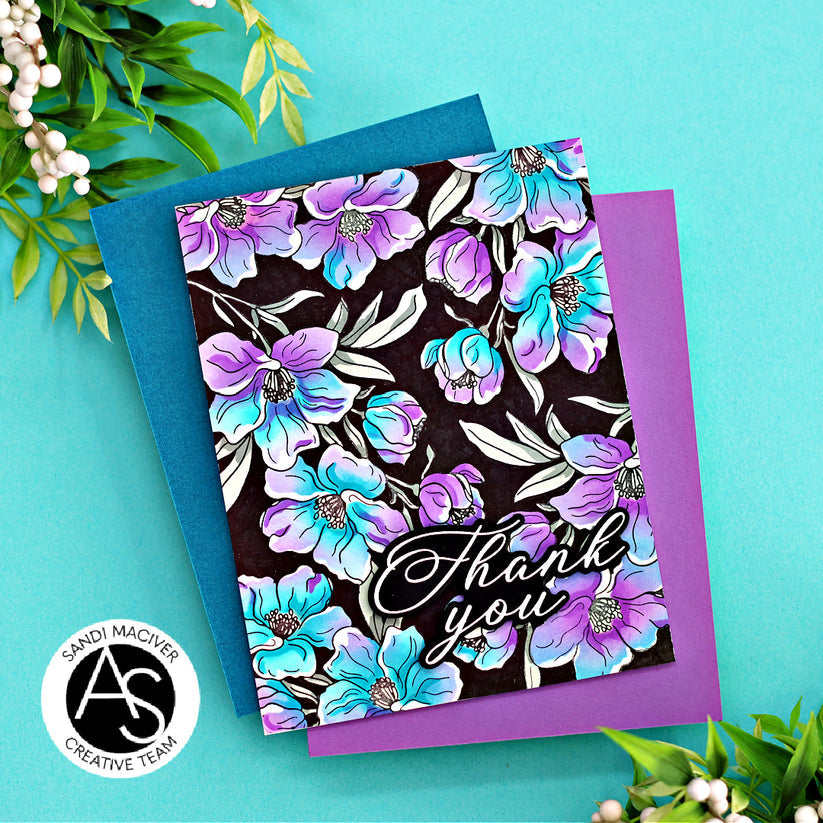 Alex Syberia Designs Charming Floral Background Press Plate Set asd-pp-2 Thankful Card