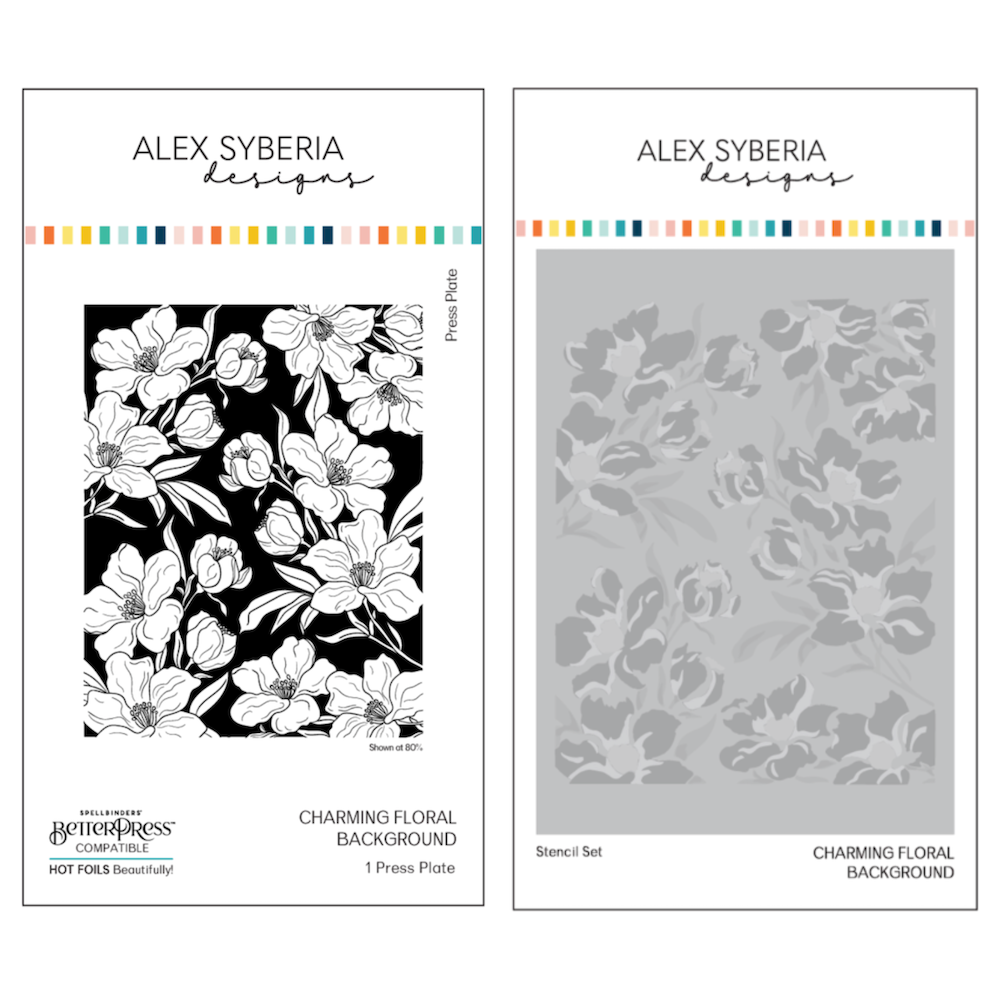 Alex Syberia Designs Charming Floral Background Press Plate and Stencil Bundle