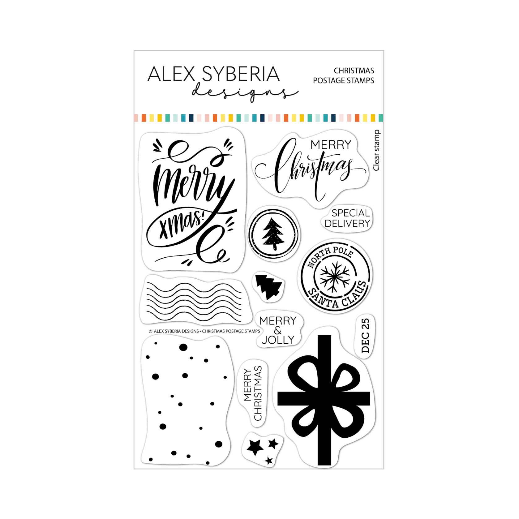 Alex Syberia Designs Christmas Postage Clear Stamp Set asd-sta-209