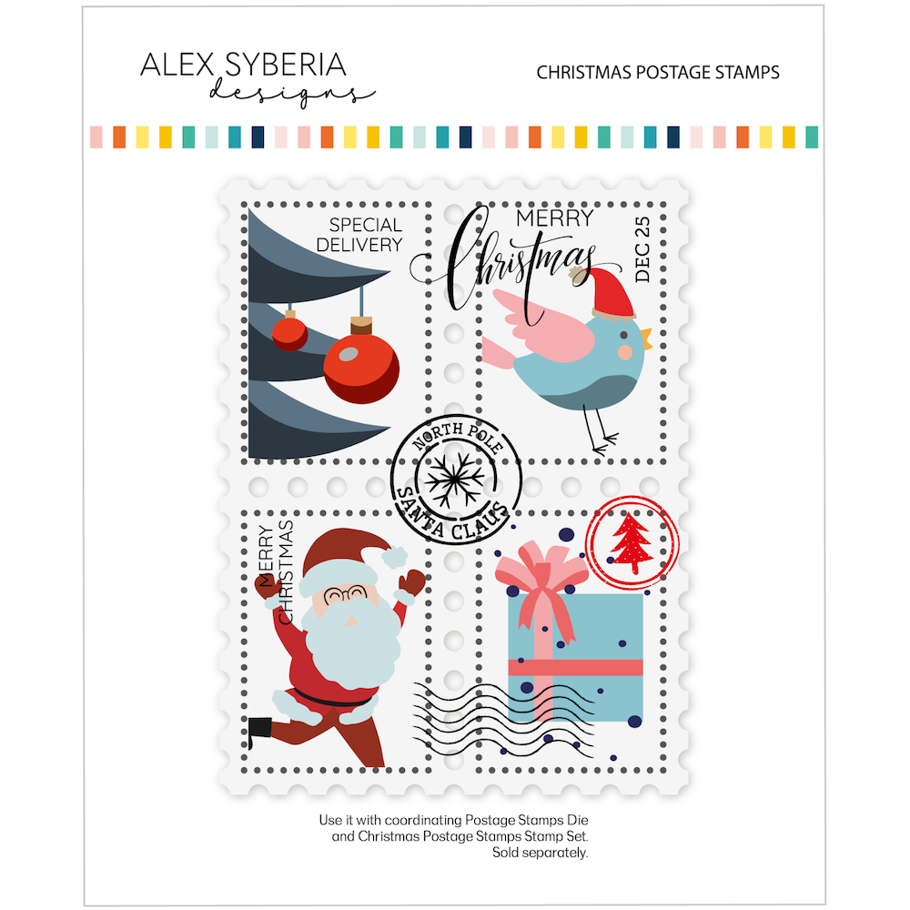 Alex Syberia Designs Christmas Postage Stamps Stencil Set asd-ste-207