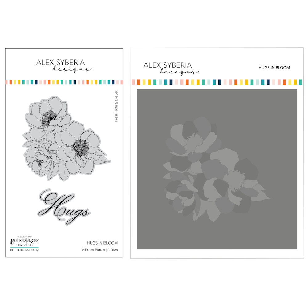 Alex Syberia Designs Hugs in Bloom Press Plate Die and Stencils Bundle