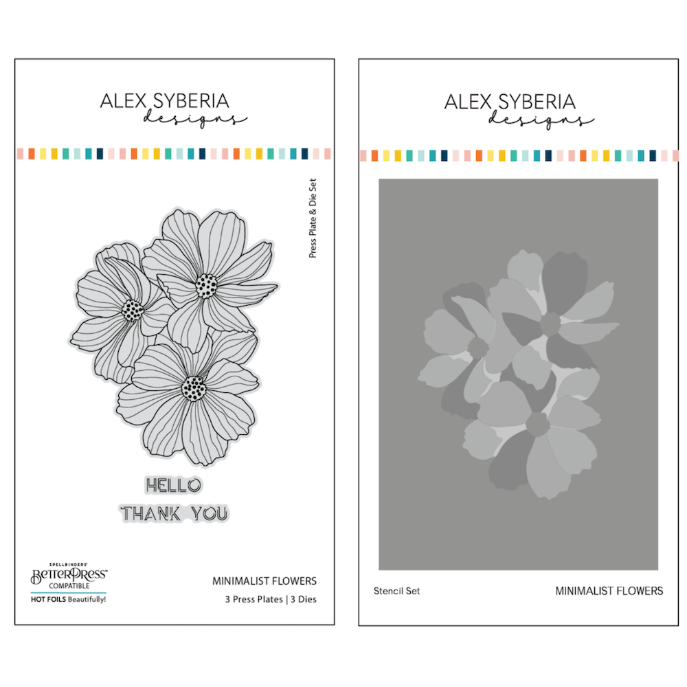 Alex Syberia Designs Minimalist Flowers Background Press Plate and Stencil Bundle