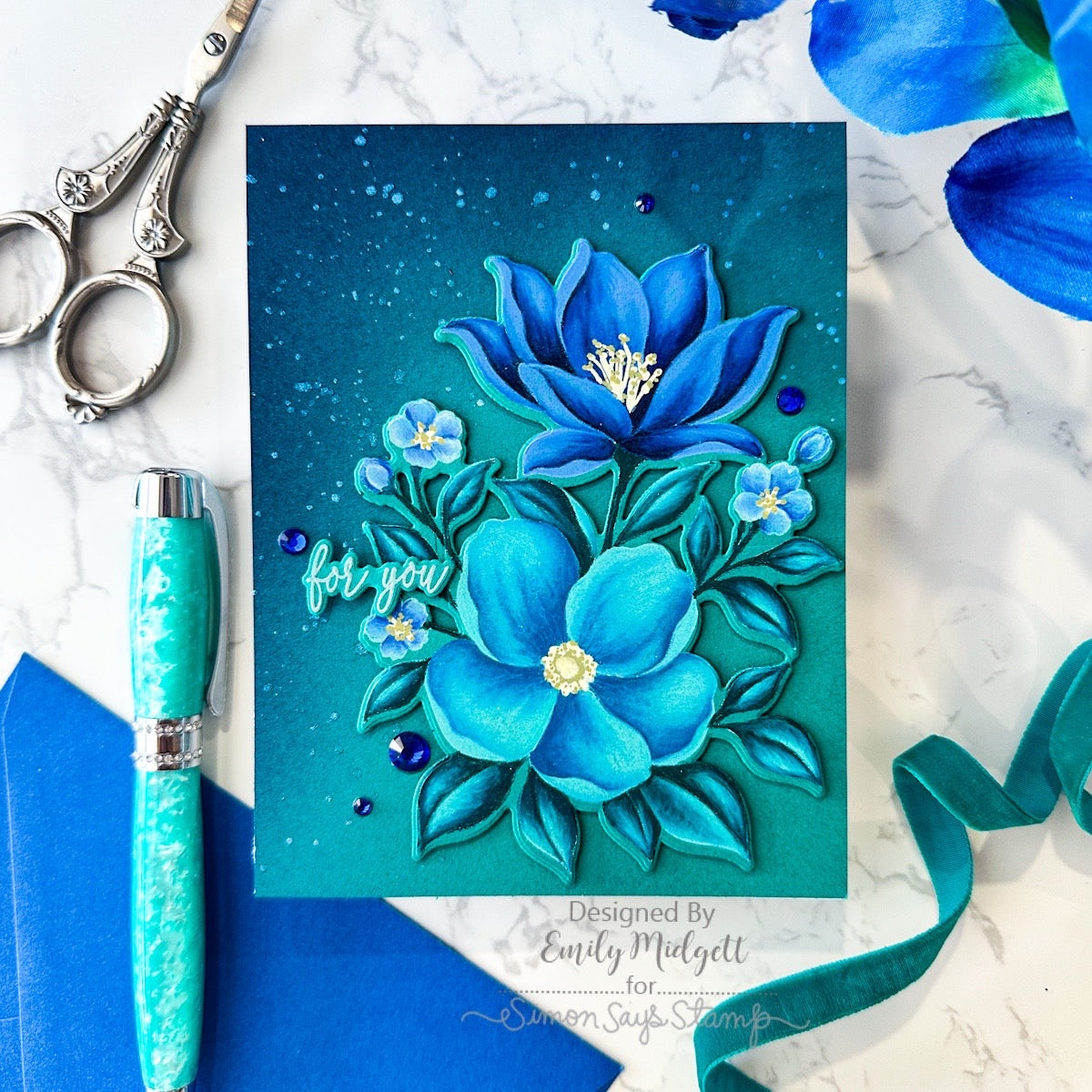 Alex Syberia Lovely Day STAMPtember Exclusive Stamps 3484ssc Floral Birthday Card blue | color-code:ALT04