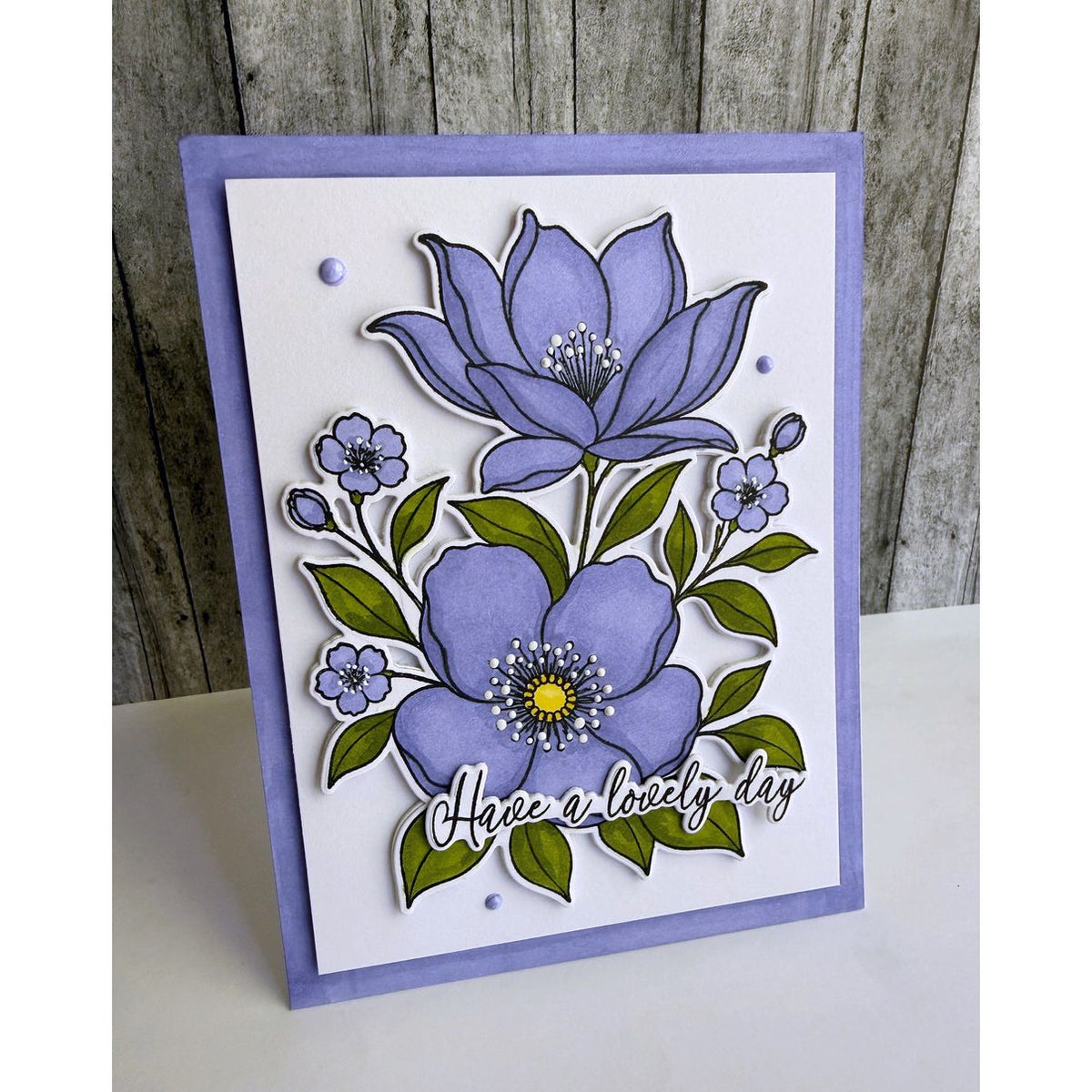 Alex Syberia Lovely Day STAMPtember Exclusive Stamps 3484ssc Floral Birthday Card lavender