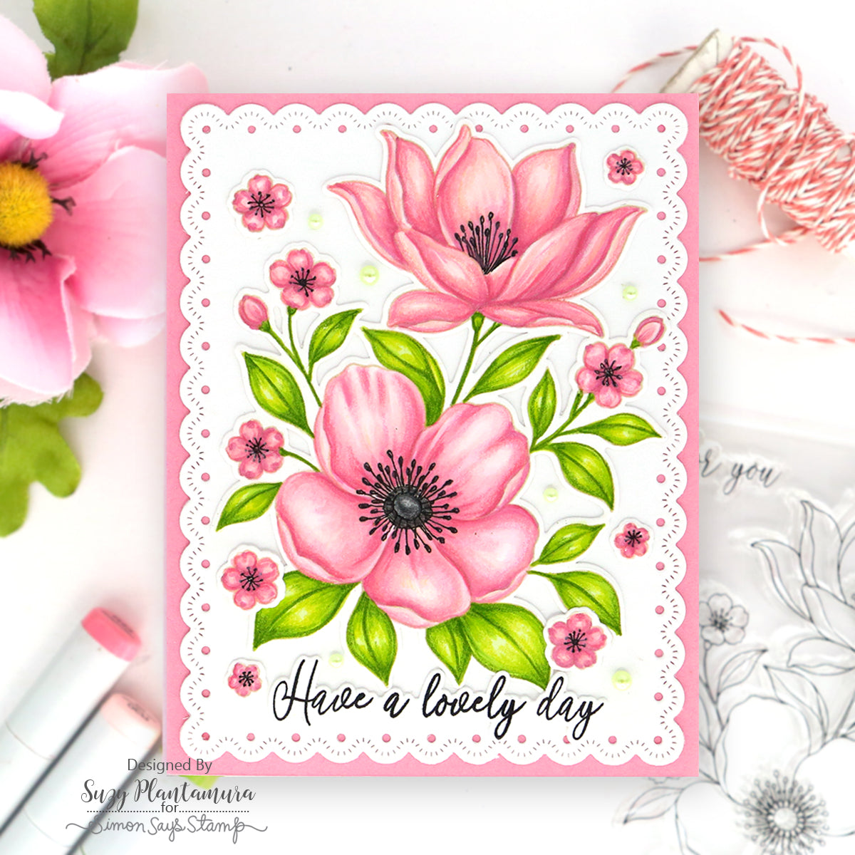 Alex Syberia Lovely Day STAMPtember Exclusive Stamps and Dies Floral Card 
Delicate Pink | color-code:ALT08