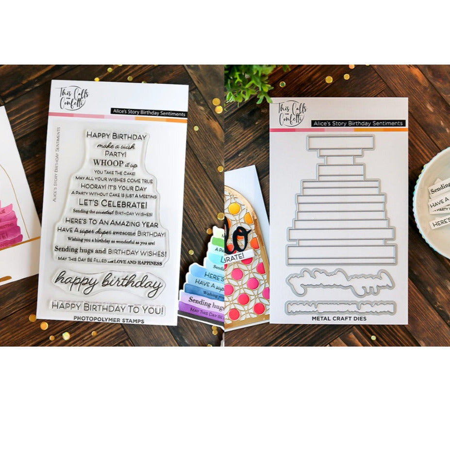 Alice's Story Birthday Sentiments Clear Stamp and Die Set