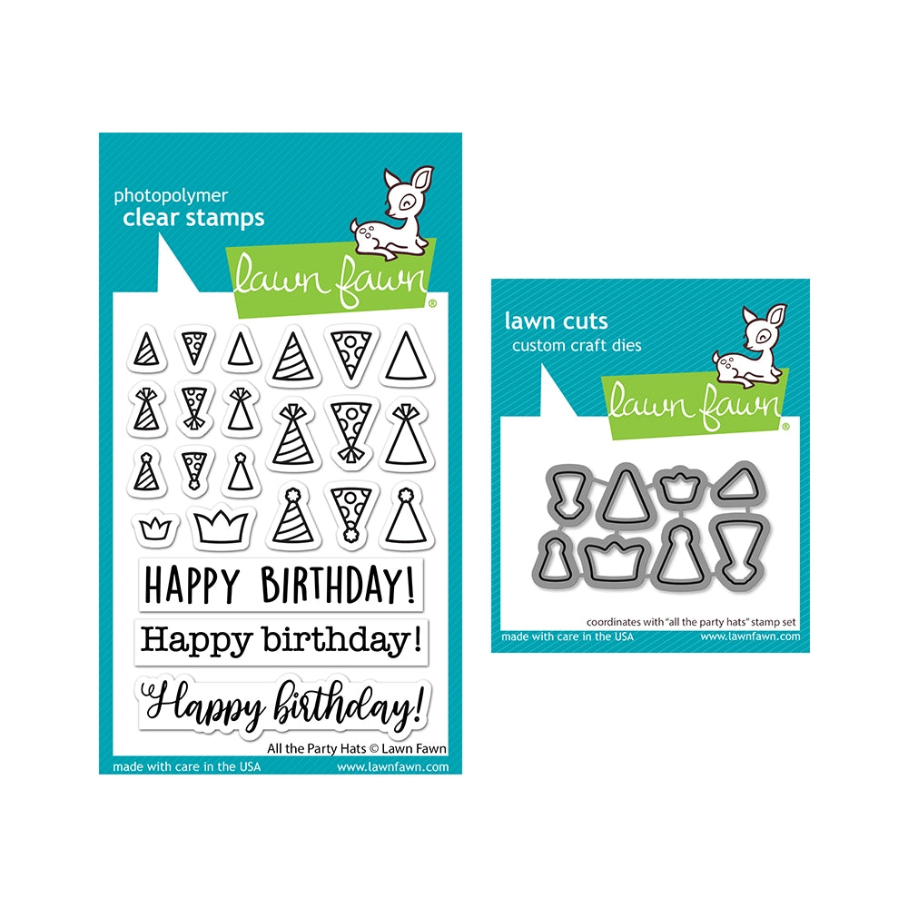 Lawn Fawn Set All the Party Hats Stamps and Dies lf6atpa