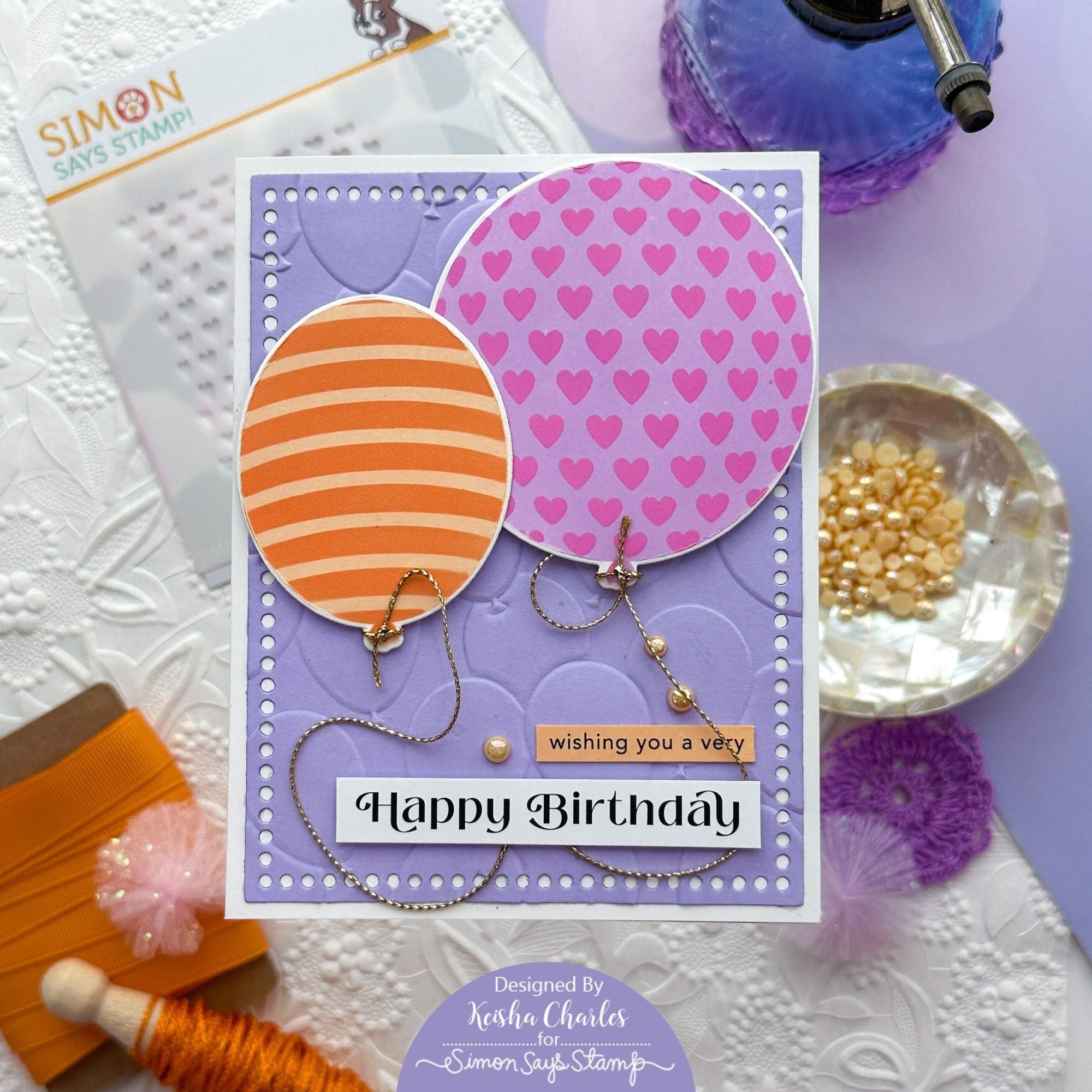 Simon Says Stamp Stencils All The Balloons ssst221705c Stamptember Birthday Card 