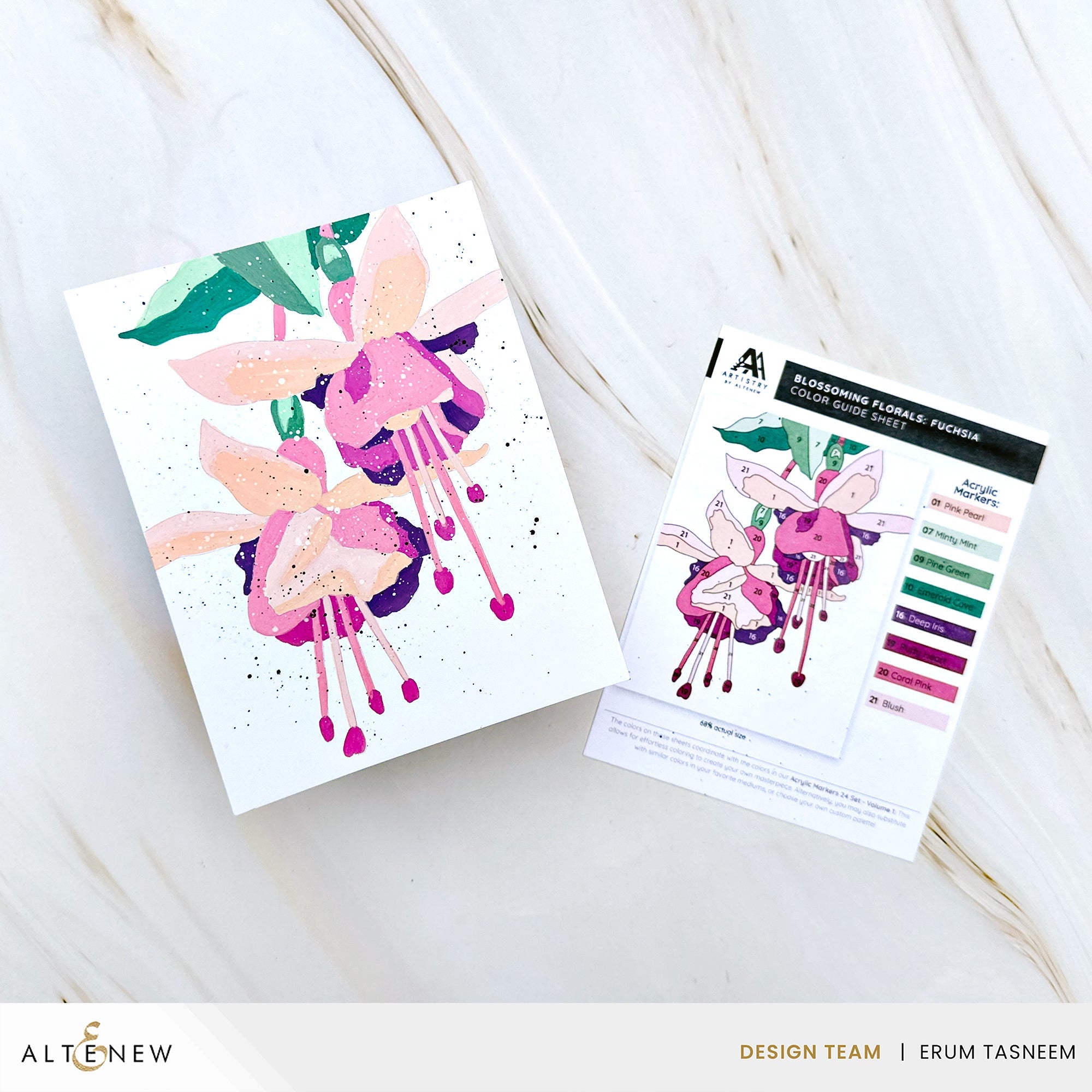 Altenew Color-by-Number Instant Artist Blossoming Florals 12 Sheet Pack alt8940 example