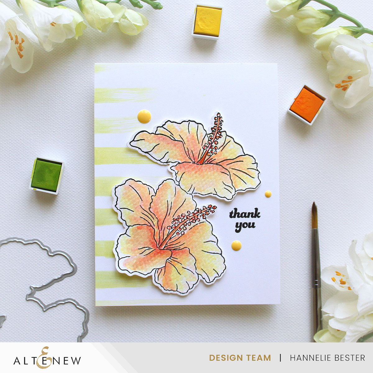 Altenew Flowers and A Flamingo Stamp and Die Set thank you