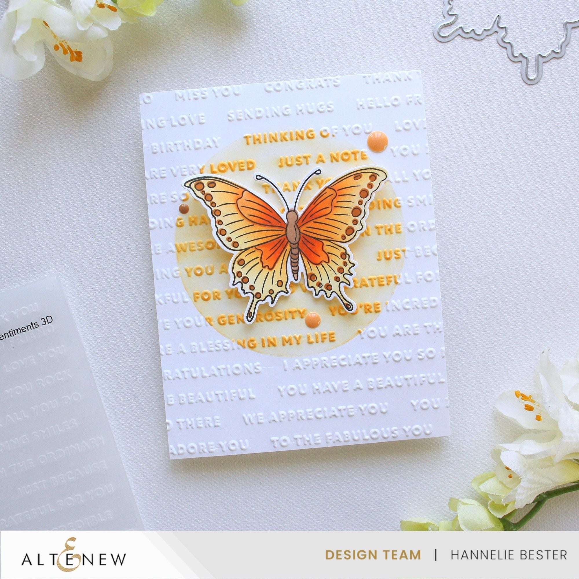 Altenew Flutter and Bloom Clear Stamp, Die, 3D Embossing Folder and Stencil Set butterfly