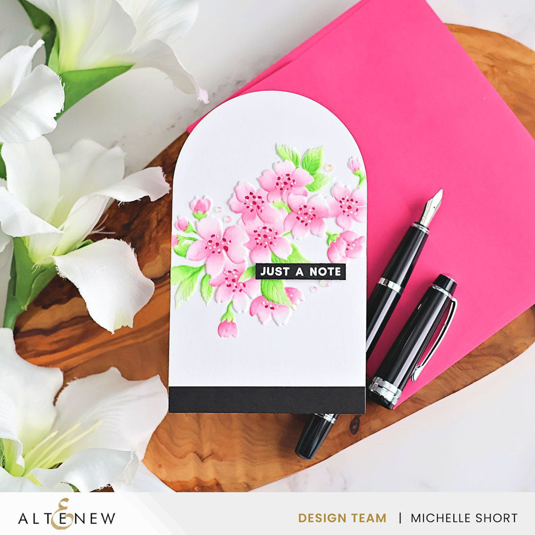 Altenew Sakura Blossoms Embossing Folder alt11377 just a note