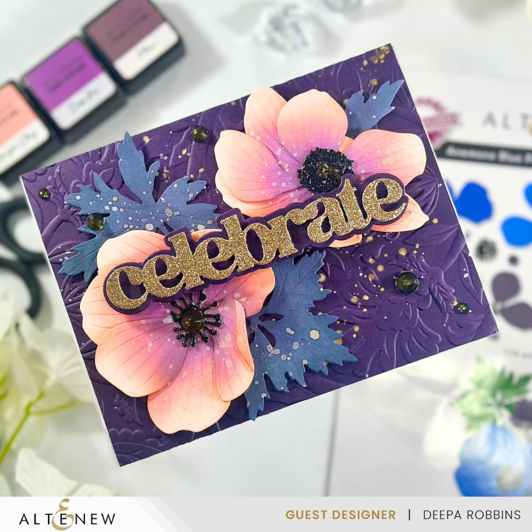 Altenew Blooming Motifs Simple Coloring Stencils alt10030 purple background