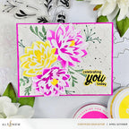 Altenew Dynamic Duo Modern Dahlia Clear Stamp and Stencil Set alt10017bn yellow flower