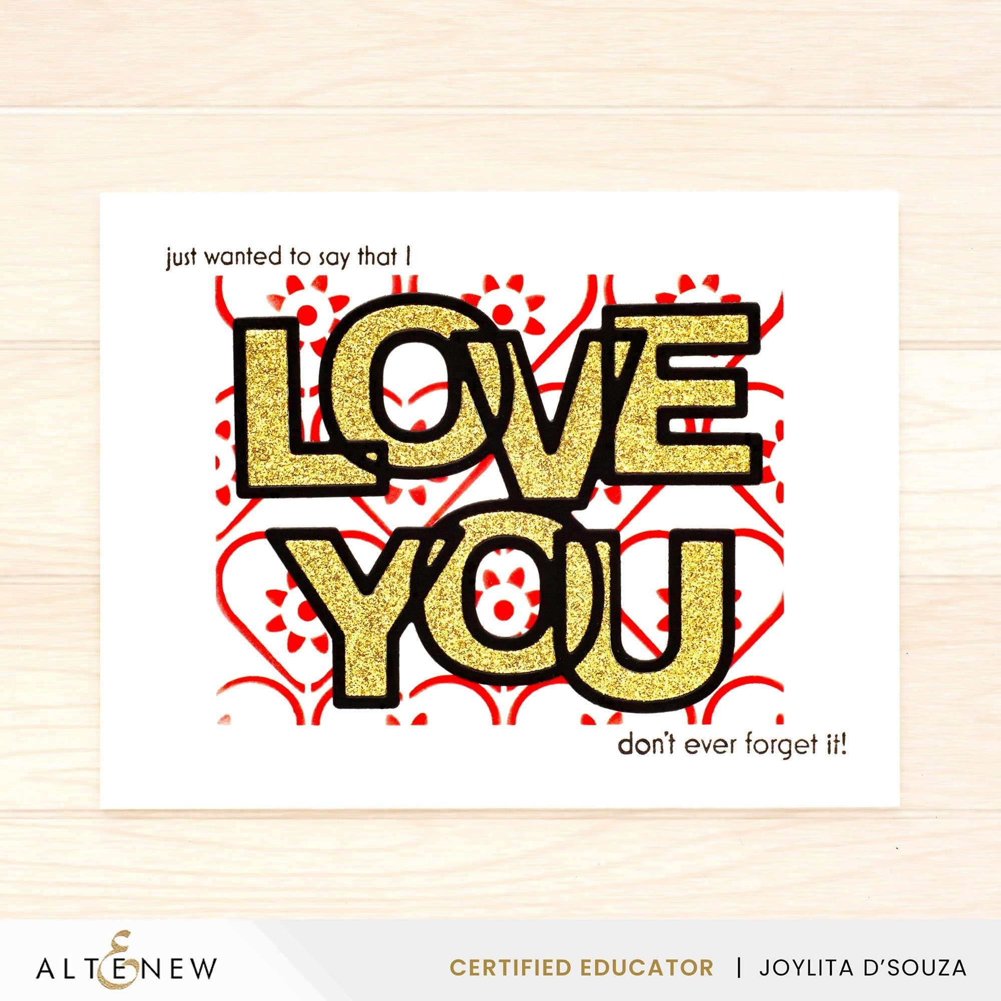 Altenew Outlined Love You Dies alt8707 glitter