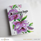 Altenew Peony and Lilac Swag Clear Stamp, Die, and Stencil Set purple flowers