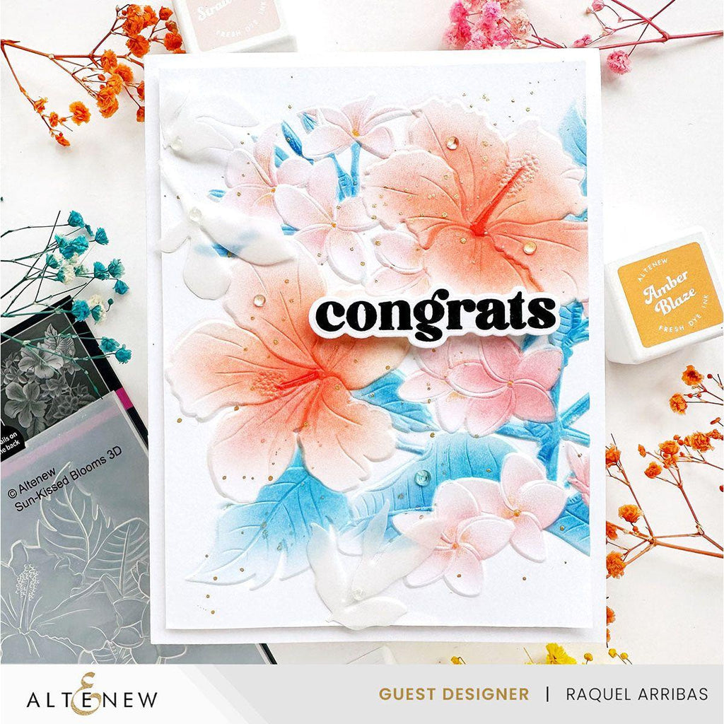 Altenew Sun-Kissed Blooms 3D Embossing Folder and Stencil Set congrats