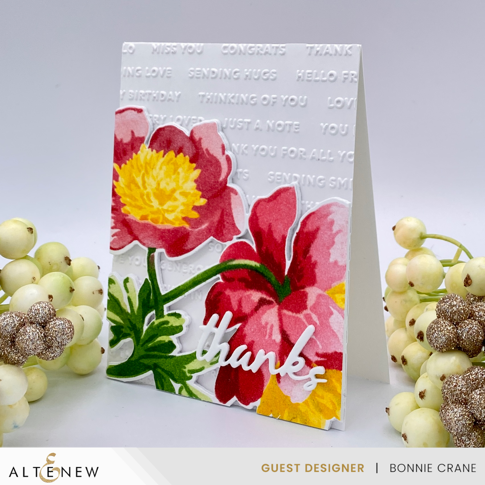 Altenew Stencil Art White Cap Peonies Stencils and Add-on Die Set thanks