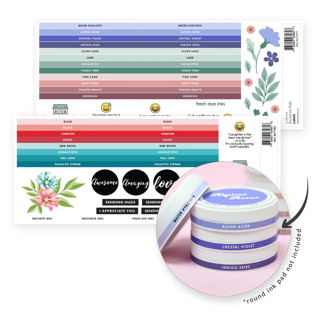 Altenew 20 Fresh Dye Round Ink Pads Label Set