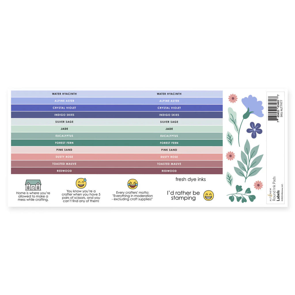 Altenew 20 Fresh Dye Round Ink Pads Label Set image 1
