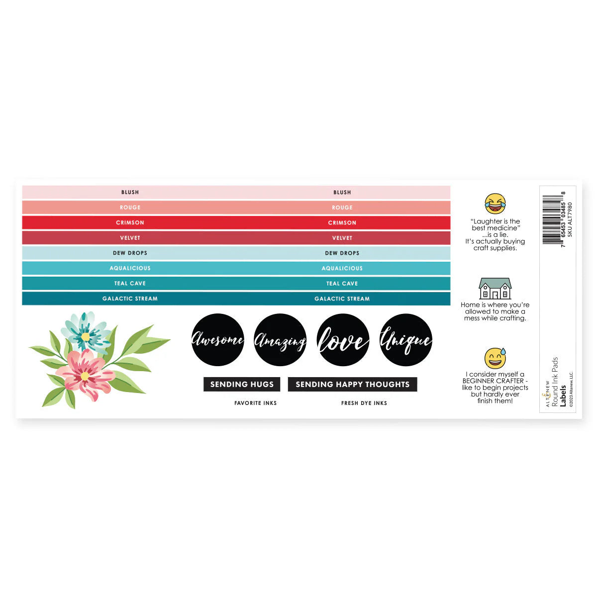 Altenew 20 Fresh Dye Round Ink Pads Label Set image 2